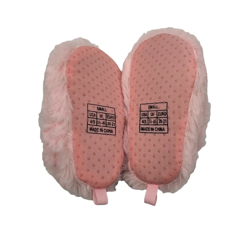 Capelli Of New York Pink Faux Fur Slip On Unicorn Slippers Size S Toddler Girl